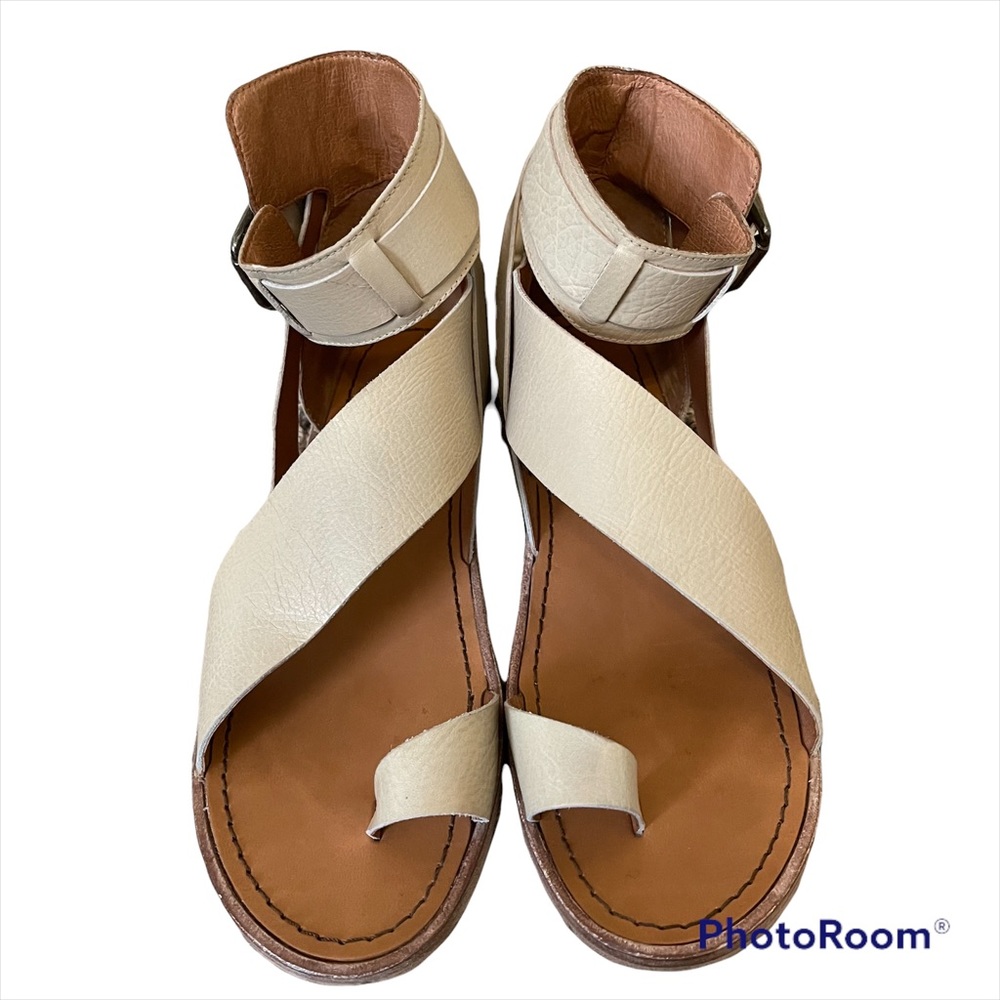 Free People Leather Vale Boot Sandal Bone Sz 9.